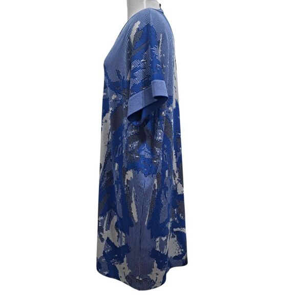 Ming Wang Textured Elegant Chic Knit Abstract Shift Dress XL Blue Multi-Color - Picture 8 of 17